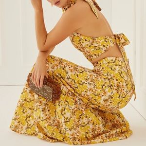 Something Navy Floral maxi skirt